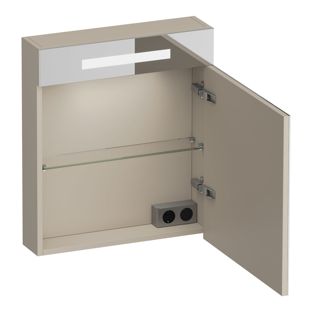 BRAUER Promise spiegelkast 60 met verlichting 1 rechtsdraaiende spiegeldeur mat beige SK-PR60RMB