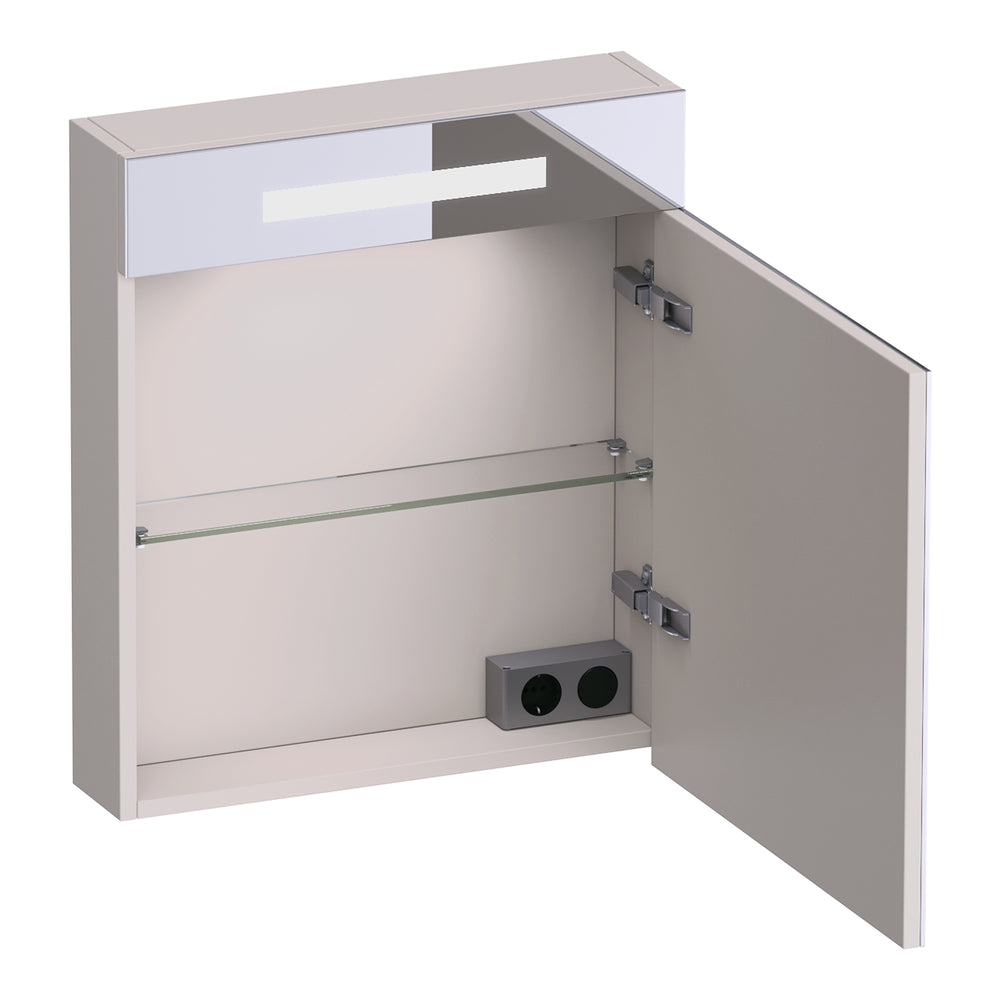 BRAUER Promise spiegelkast 60 met verlichting 1 rechtsdraaiende spiegeldeur mat zand SK-PR60RMS