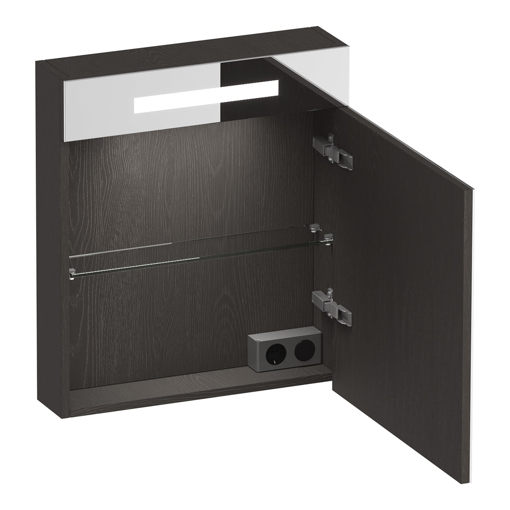 BRAUER Promise spiegelkast 60 met verlichting 1 rechtsdraaiende spiegeldeur Timber Anthracite SK-PR60RTA