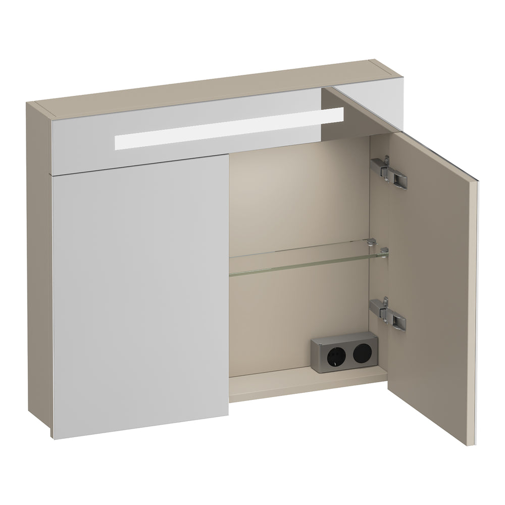 BRAUER Promise spiegelkast 80 met verlichting 2 spiegeldeuren mat beige SK-PR80MB