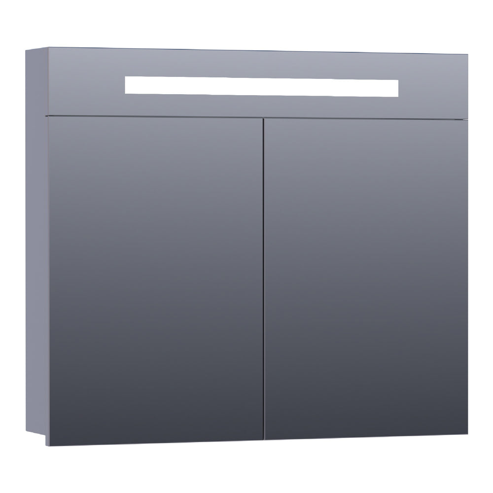 BRAUER Promise spiegelkast 80 met directe verlichting 2 enkelzijdige spiegeldeuren mat grijs SK-PR80MG