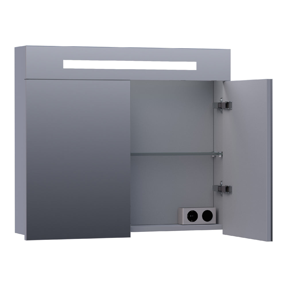 BRAUER Promise spiegelkast 80 met directe verlichting 2 enkelzijdige spiegeldeuren mat grijs SK-PR80MG