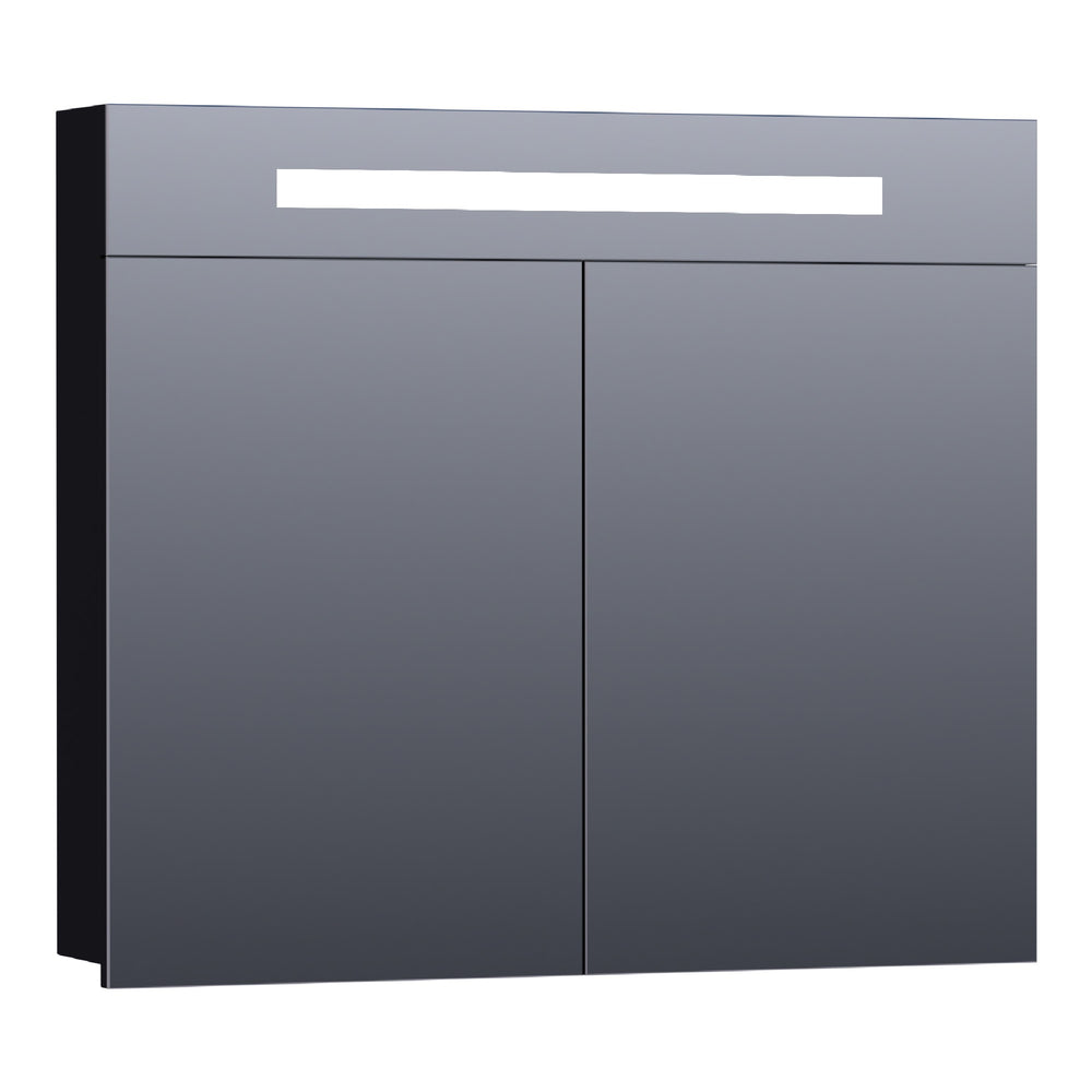 BRAUER Promise spiegelkast 80 met directe verlichting 2 enkelzijdige spiegeldeuren mat zwart SK-PR80MZ