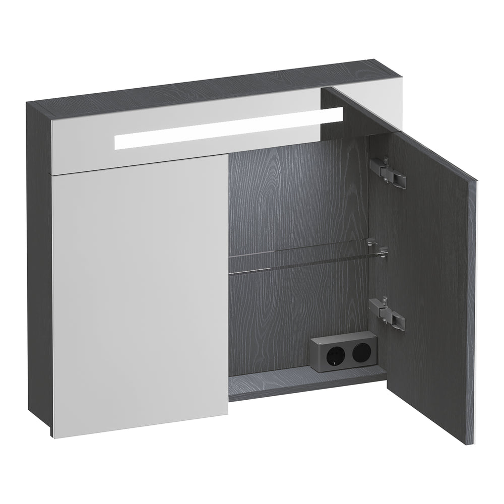 BRAUER Promise spiegelkast 80 met verlichting 2 spiegeldeuren Timber Grey SK-PR80TG