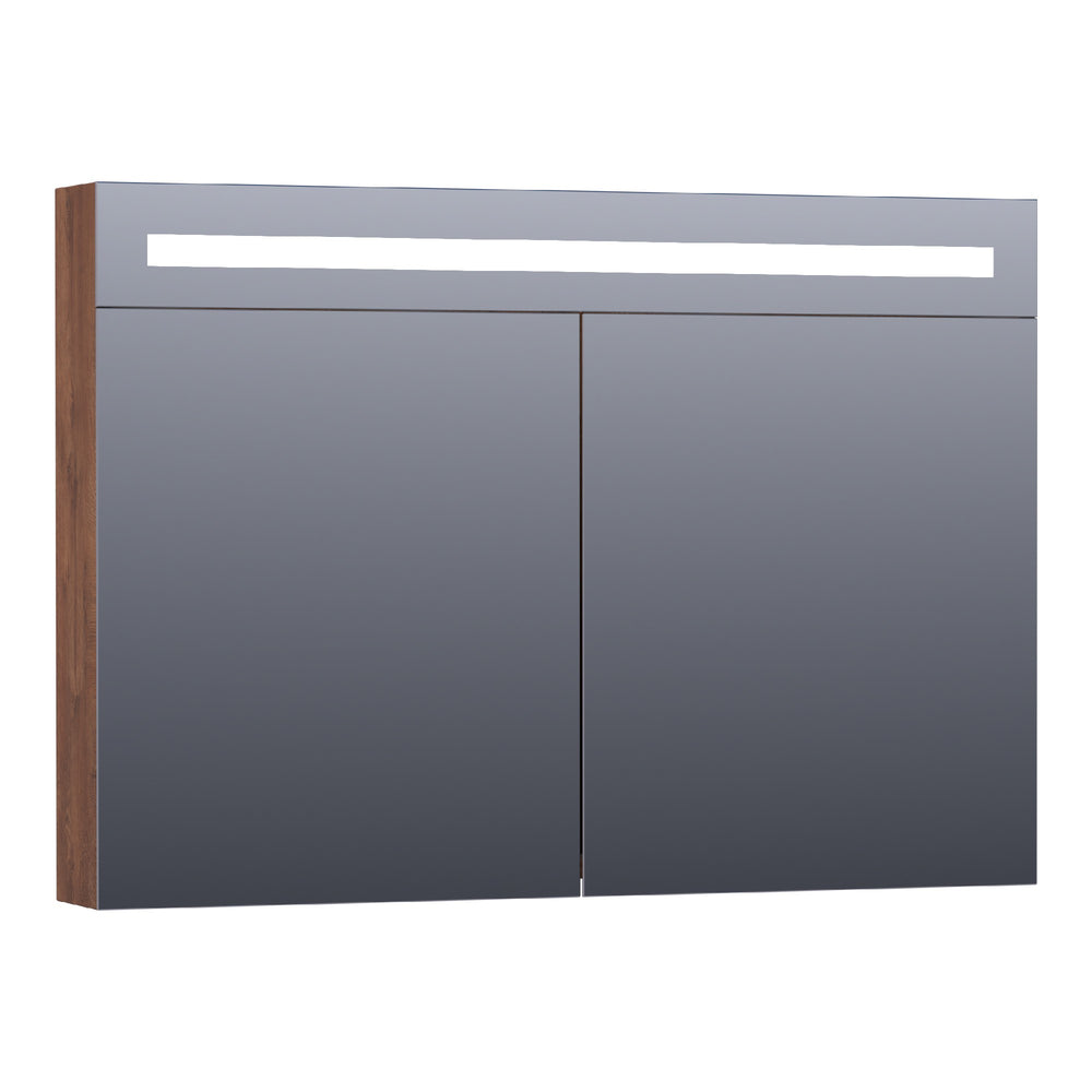 BRAUER Promise Deluxe spiegelkast 100 met directe verlichting 2 dubbelzijdige spiegeldeuren Forest Cacao SK-PRD100FC
