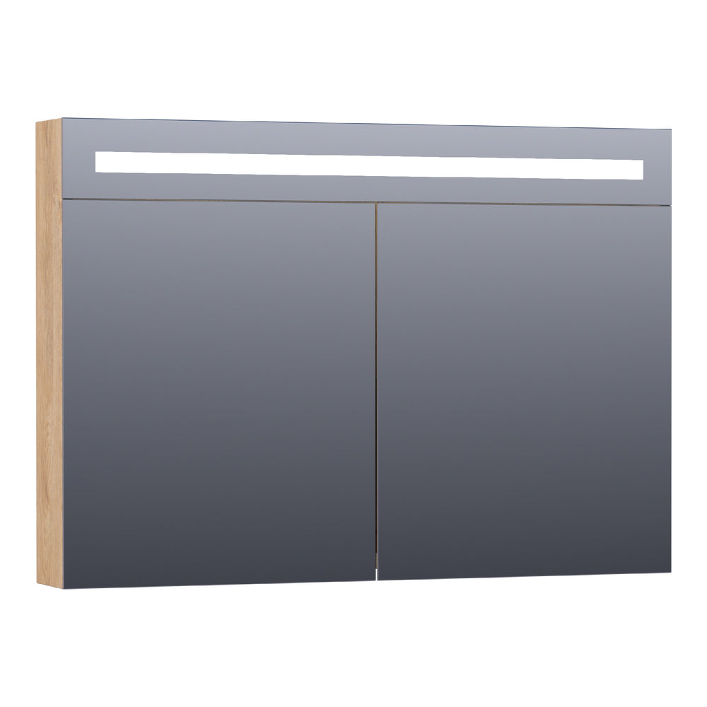 BRAUER Promise Deluxe spiegelkast 100 met directe verlichting 2 dubbelzijdige spiegeldeuren Forest Tan SK-PRD100FT