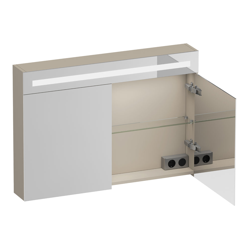 BRAUER Promise Deluxe spiegelkast 100 met verlichting 2 dubbelzijdige spiegeldeuren mat beige SK-PRD100MB
