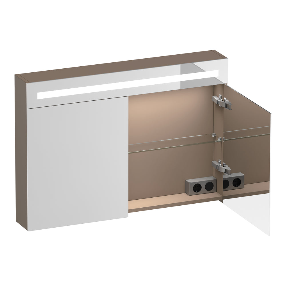 BRAUER Promise Deluxe spiegelkast 100 met verlichting 2 dubbelzijdige spiegeldeuren mat mokka SK-PRD100MM