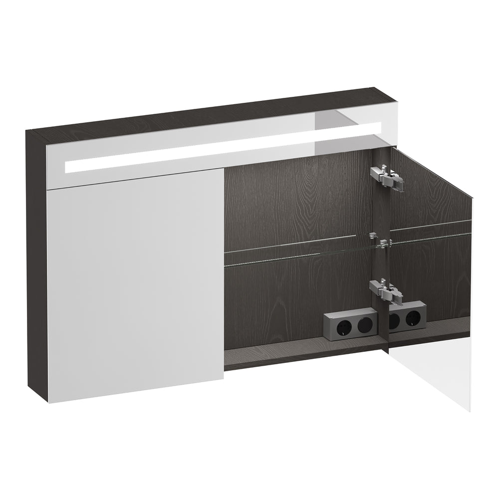 BRAUER Promise Deluxe spiegelkast 100 met verlichting 2 dubbelzijdige spiegeldeuren Timber Anthracite SK-PRD100TA