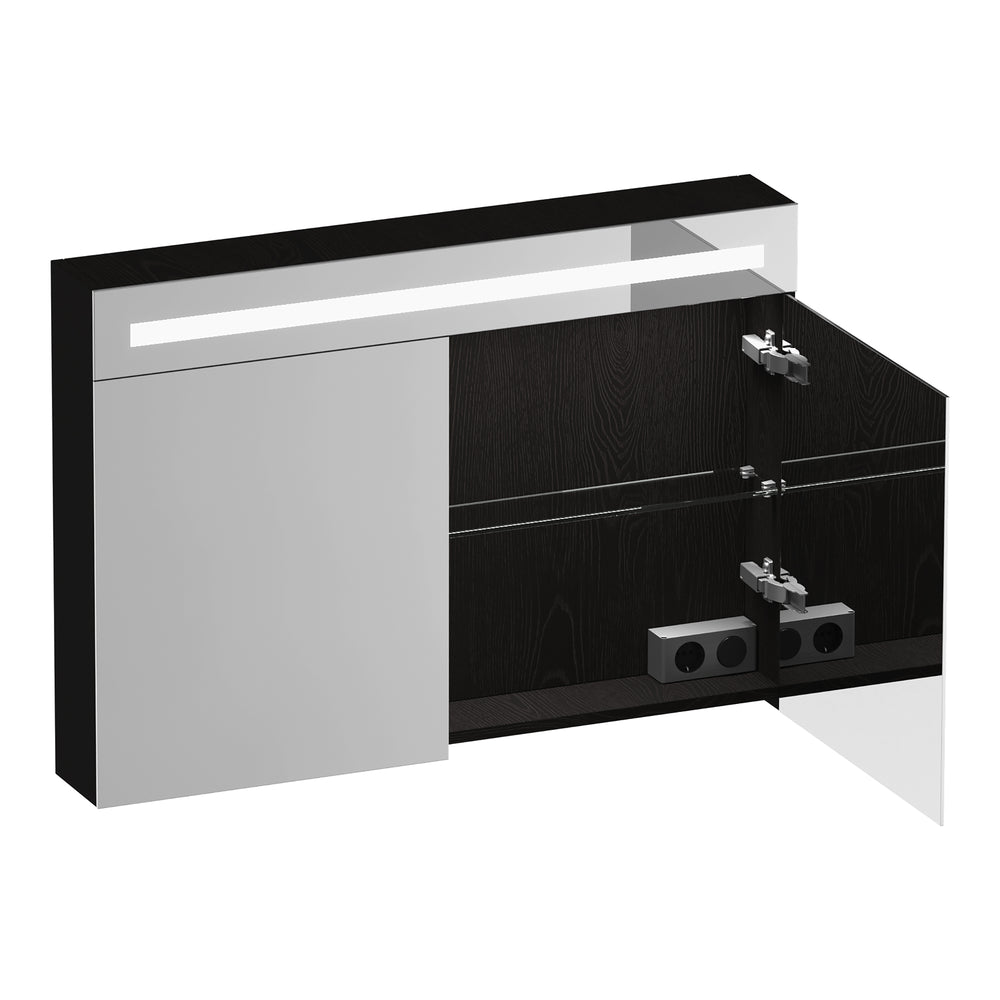 BRAUER Promise Deluxe spiegelkast 100 met verlichting 2 dubbelzijdige spiegeldeuren Timber Black SK-PRD100TB