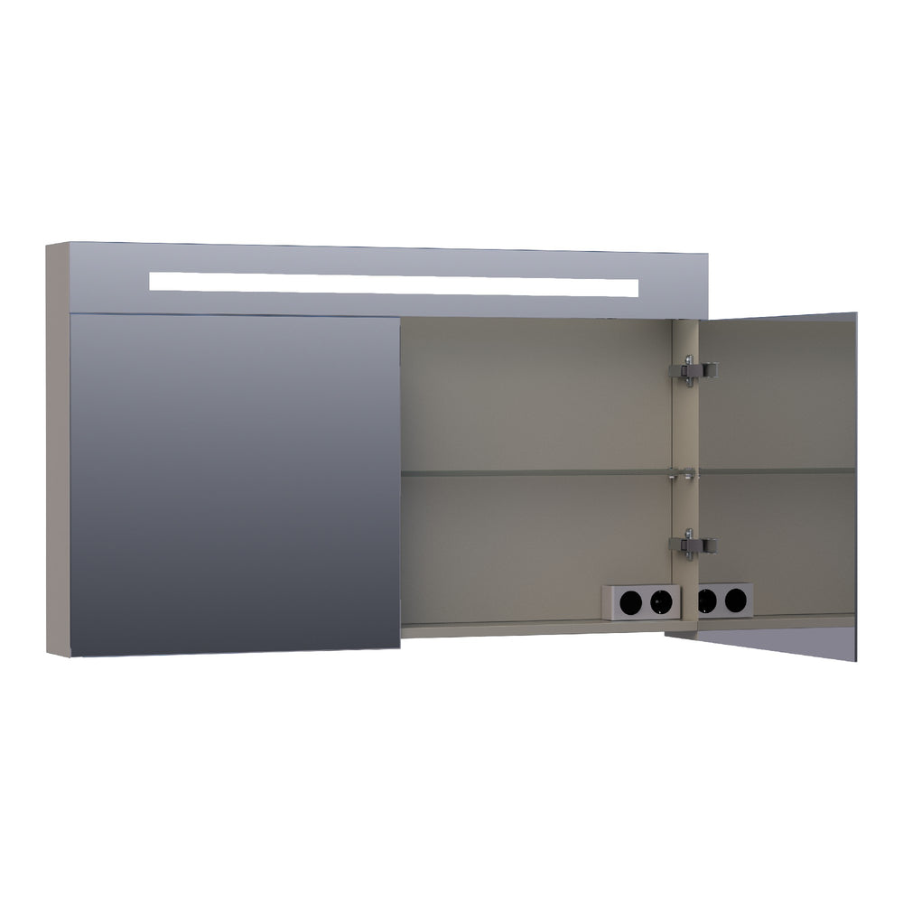 BRAUER Promise Deluxe spiegelkast 120 met directe verlichting 2 dubbelzijdige spiegeldeuren mat taupe SK-PRD120MT