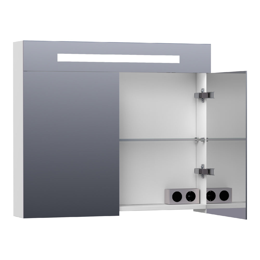BRAUER Promise Deluxe spiegelkast 120 met directe verlichting 2 dubbelzijdige spiegeldeuren mat wit SK-PRD120MW
