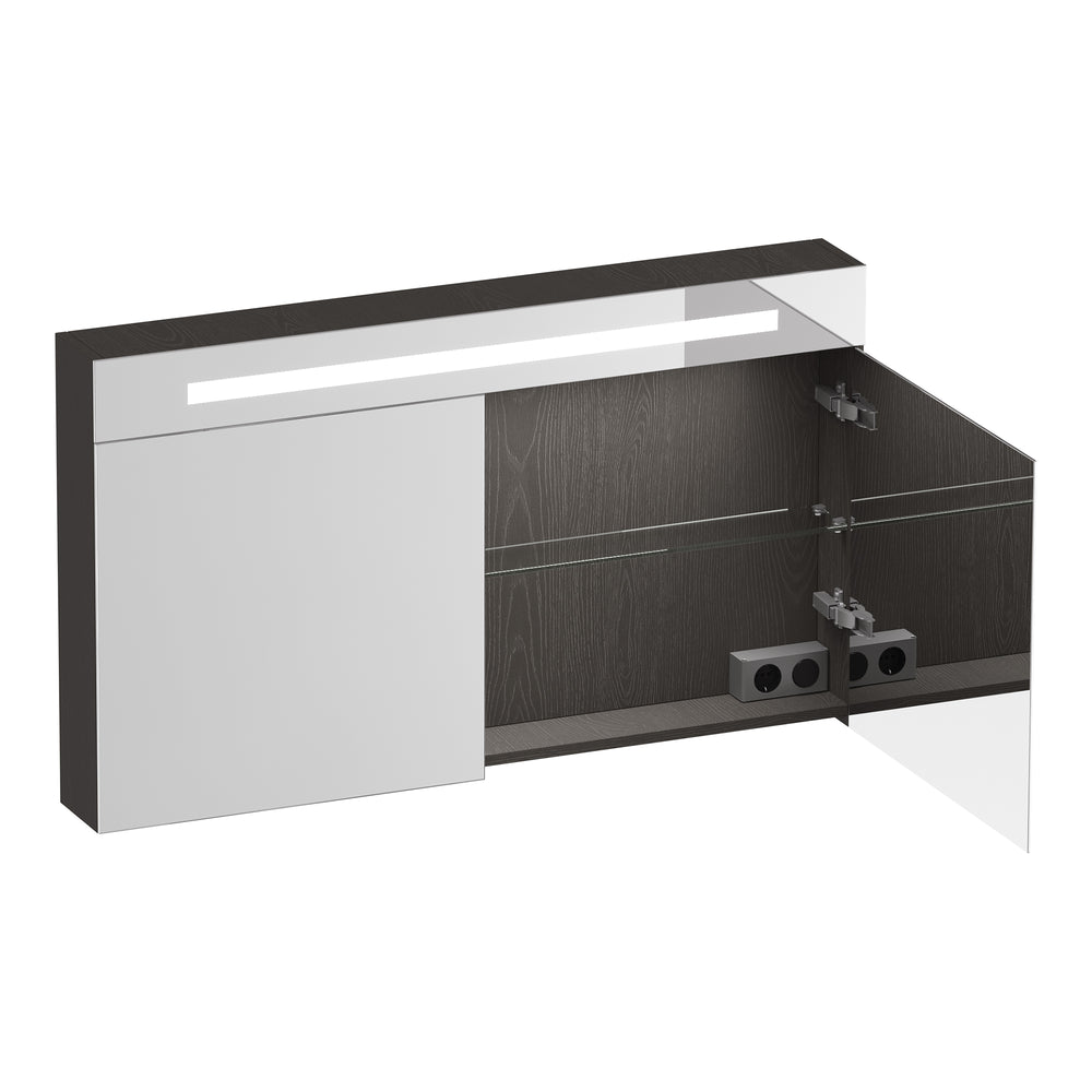 BRAUER Promise Deluxe spiegelkast 120 met verlichting 2 dubbelzijdige spiegeldeuren Timber Anthracite SK-PRD120TA