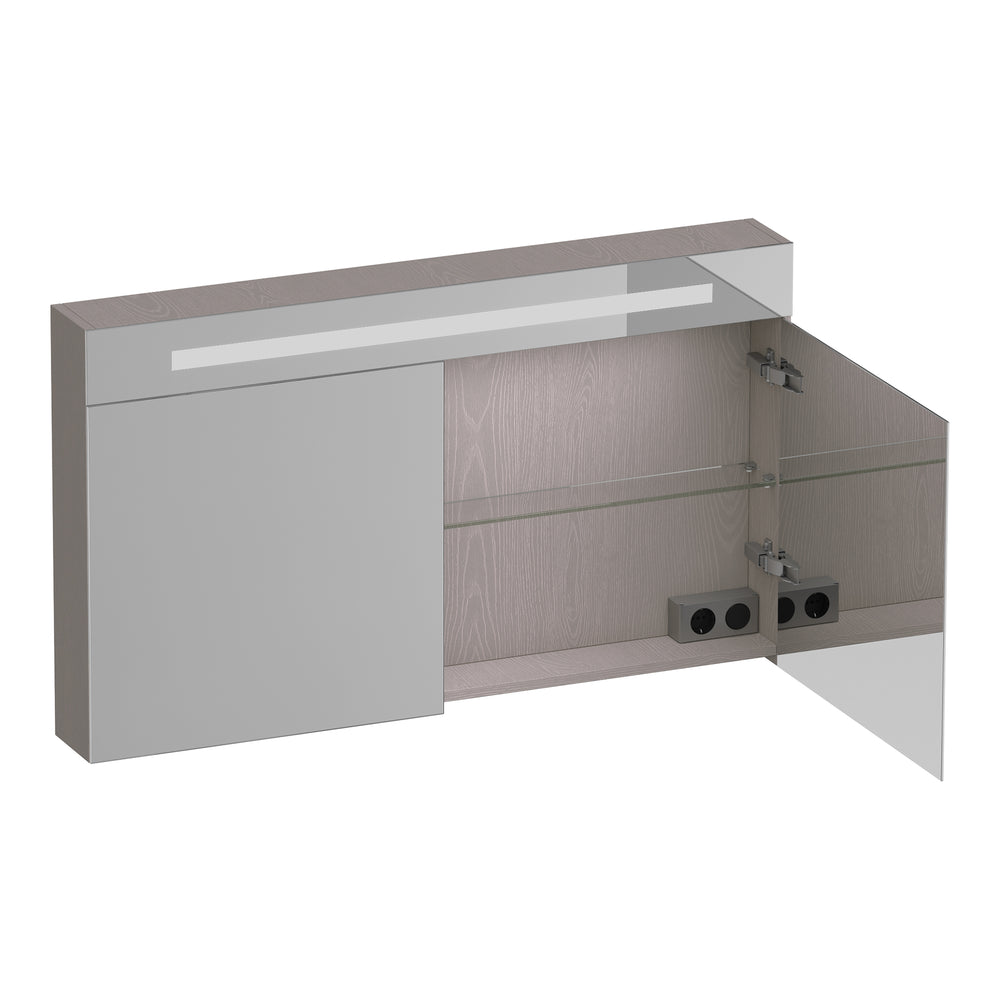 BRAUER Promise Deluxe spiegelkast 120 met verlichting 2 dubbelzijdige spiegeldeuren Timber Greige SK-PRD120TE