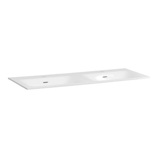 BRAUER Glacier wastafel 120-2 met 2 spoelbakken en 2 kraangaten fine stone hoogglans wit WT-GL120-22HW