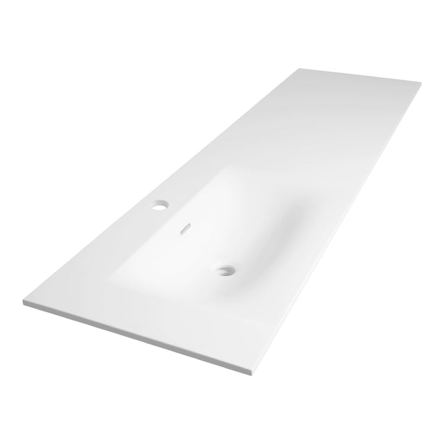 BRAUER Glacier wastafel asymmetrisch 160 met 1 spoelbak links en 1 kraangat fine stone mat wit WT-GL1601LMW