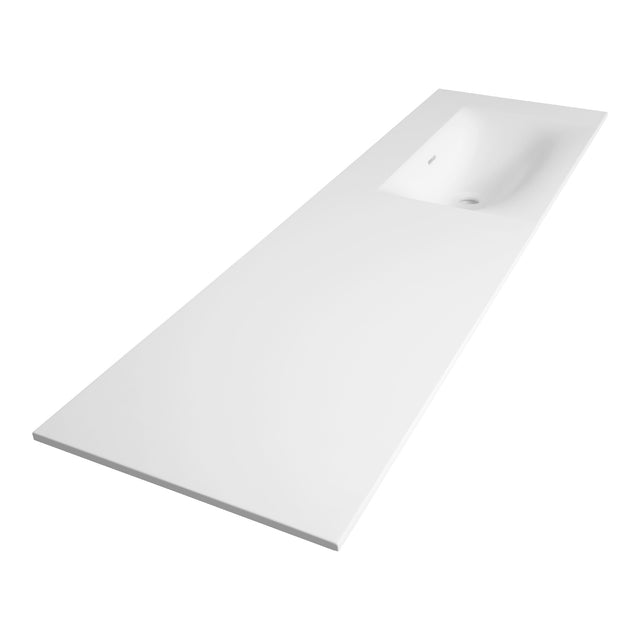 BRAUER Glacier wastafel asymmetrisch 160 met 1 spoelbak rechts en 1 kraangat fine stone hoogglans wit WT-GL1601RHW