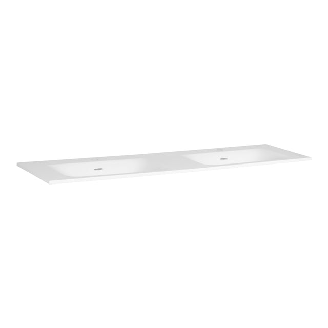 BRAUER Glacier wastafel 160 met 2 spoelbakken en 2 kraangaten fine stone mat wit WT-GL1602MW