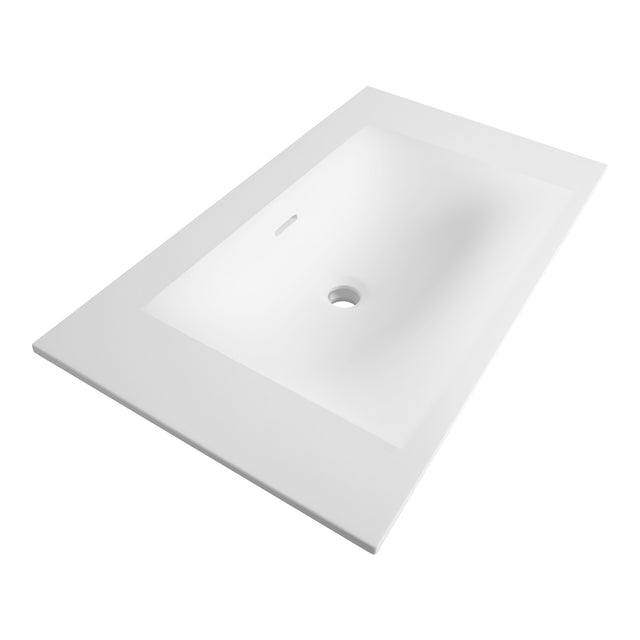 BRAUER Glacier wastafel 80 met 1 spoelbak en 0 kraangaten fine stone mat wit WT-GL800MW