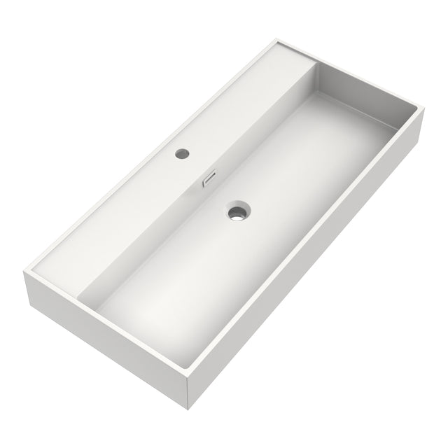 BRAUER Gravity wastafel 100 met 1 spoelbak en 1 kraangat mineraalmarmer zijdeglans wit WT-GV1001ZW