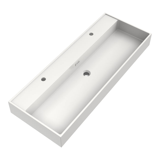 BRAUER Gravity wastafel 120-1 met 1 spoelbak en 2 kraangaten mineraalmarmer zijdeglans wit WT-GV120-12ZW