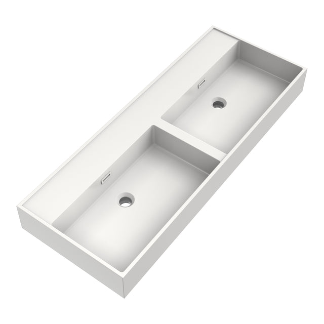 BRAUER Gravity wastafel 120-2 met 2 spoelbakken en 0 kraangaten mineraalmarmer zijdeglans wit WT-GV120-20ZW