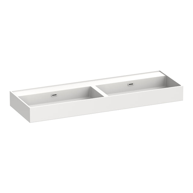 BRAUER Gravity wastafel 140 met 2 spoelbakken en 0 kraangaten mineraalmarmer zijdeglans wit WT-GV1400ZW