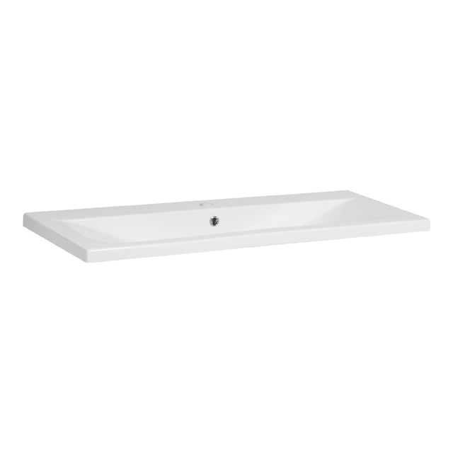 BRAUER Halo wastafel 100 met 1 spoelbak en 1 kraangat keramiek hoogglans wit WT-HA1001HW
