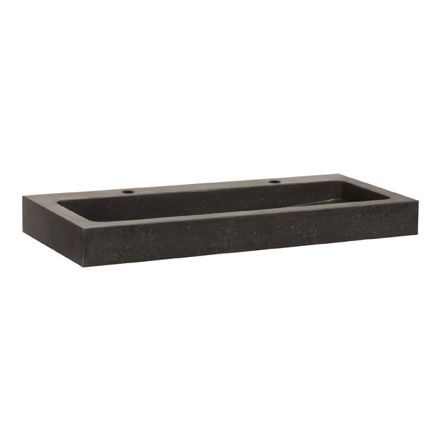 BRAUER Lava wastafel 100 met 1 spoelbak en 2 kraangaten natuursteen basalt antraciet WT-LA1002AN
