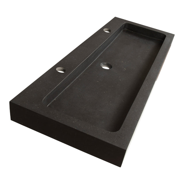 BRAUER Lava wastafel 120-1 met 1 spoelbak en 2 kraangaten natuursteen basalt antraciet WT-LA120-12AN