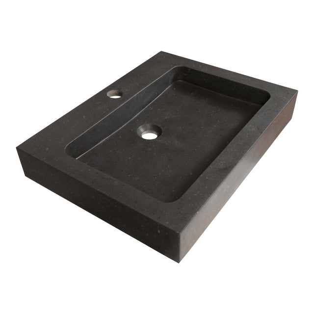 BRAUER Lava wastafel 60 met 1 spoelbak en 1 kraangat natuursteen basalt antraciet WT-LA601AN