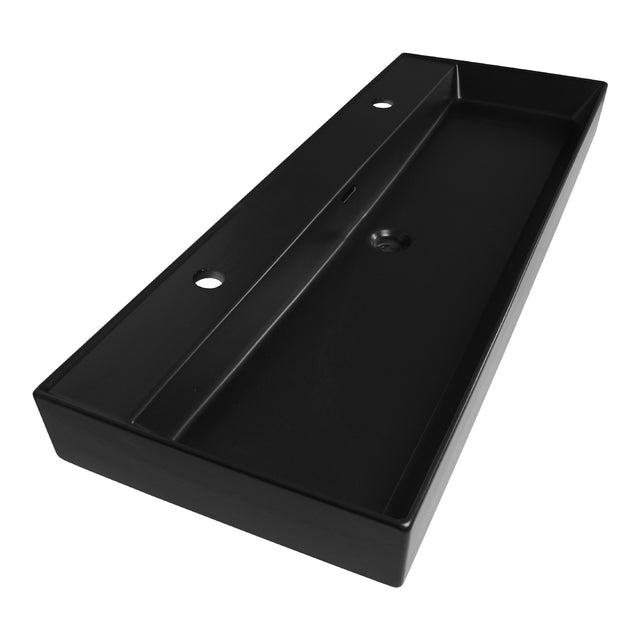 BRAUER Lunar wastafel 120-1 met 1 spoelbak en 2 kraangaten keramiek mat zwart WT-LU120-12MZ