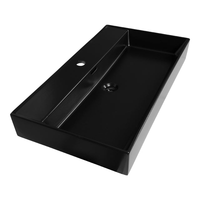 BRAUER Lunar wastafel 80 met 1 spoelbak en 1 kraangat keramiek mat zwart WT-LU801MZ