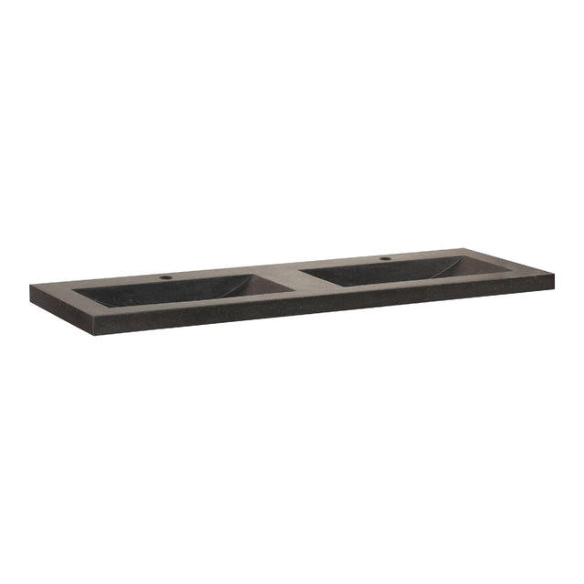 BRAUER Magma wastafel 140 met 2 spoelbakken en 2 kraangaten natuursteen basalt antraciet WT-MA1402AN