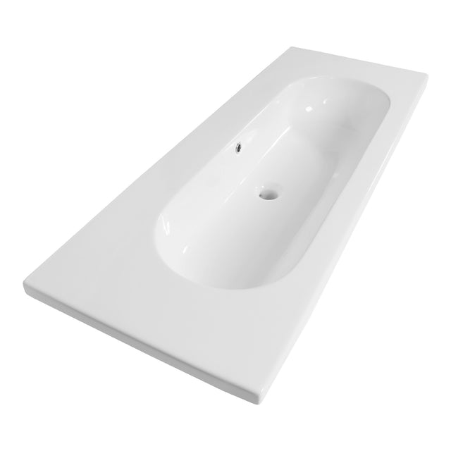 BRAUER Moon wastafel 120-1 met 1 spoelbak en 0 kraangaten keramiek hoogglans wit WT-MO120-10HW