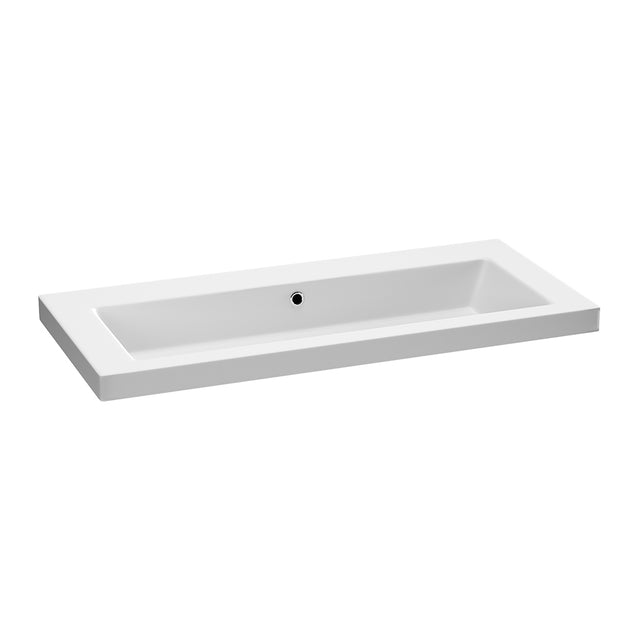 BRAUER Solar Medium wastafel 100 met 1 spoelbak en 0 kraangaten mineraalmarmer mat wit WT-SOM1000MW