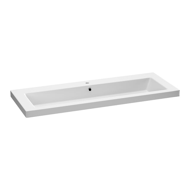 BRAUER Solar Medium wastafel 120-1 met 1 spoelbak en 1 kraangat mineraalmarmer mat wit WT-SOM120-11MW