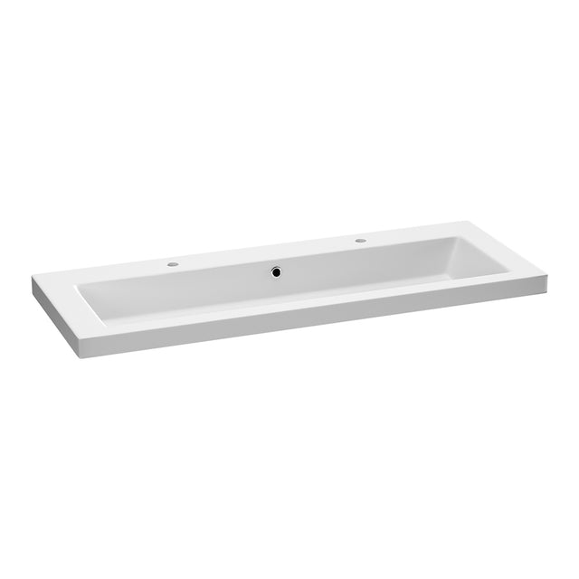 BRAUER Solar Medium wastafel 120-1 met 1 spoelbak en 2 kraangaten mineraalmarmer mat wit WT-SOM120-12MW