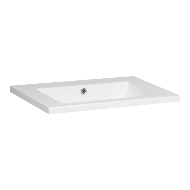 BRAUER Solar Slim wastafel 60 met 1 spoelbak en 0 kraangaten mineraalmarmer zijdeglans wit WT-SOS600ZW