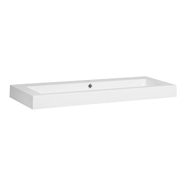 BRAUER Solar Thick wastafel 120-1 met 1 spoelbak en 1 kraangat mineraalmarmer zijdeglans wit WT-SOT120-11ZW
