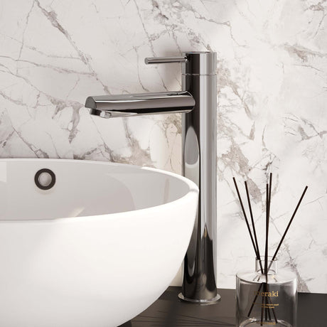 BRAUER Chrome Carving verhoogde opbouw wastafelmengkraan model A chroom
