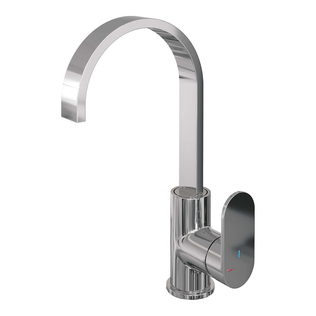 BRAUER Chrome Edition hoge opbouw wastafelmengkraan met draaibare platte uitloop model C chroom