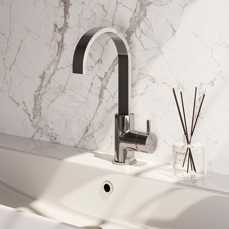 BRAUER Chrome Edition hoge opbouw wastafelmengkraan met draaibare platte uitloop model B chroom