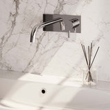 BRAUER Chrome Edition inbouw wastafelmengkraan met gebogen uitloop en afdekplaat model E1 chroom