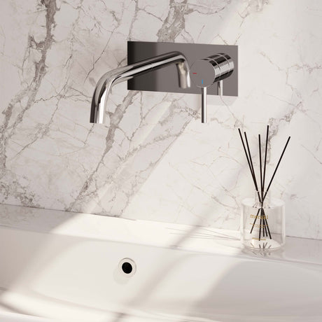 BRAUER Chrome Edition inbouw wastafelmengkraan met gebogen uitloop en afdekplaat model A1 chroom