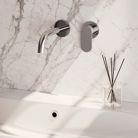 BRAUER Chrome Edition inbouw wastafelmengkraan met gebogen uitloop en rozetten model C1 chroom