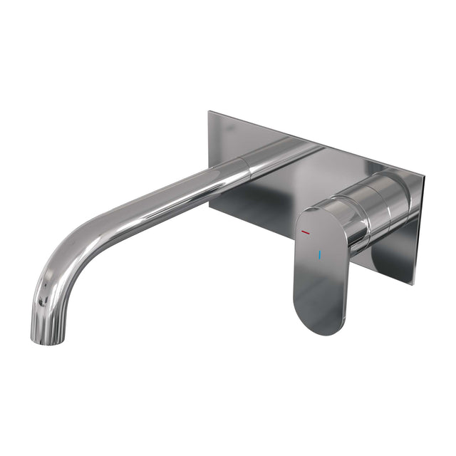 BRAUER Chrome Edition inbouw wastafelmengkraan met gebogen uitloop en afdekplaat model C1 chroom