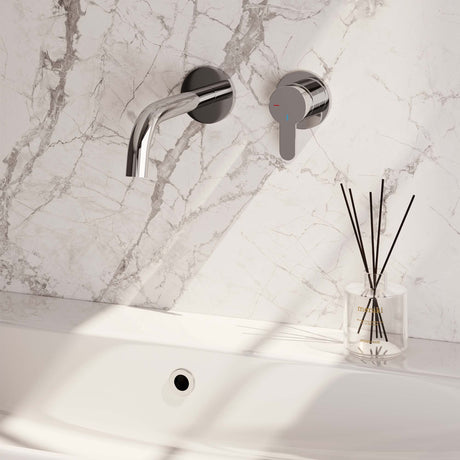 BRAUER Chrome Edition inbouw wastafelmengkraan met gebogen uitloop en rozetten model D1 chroom