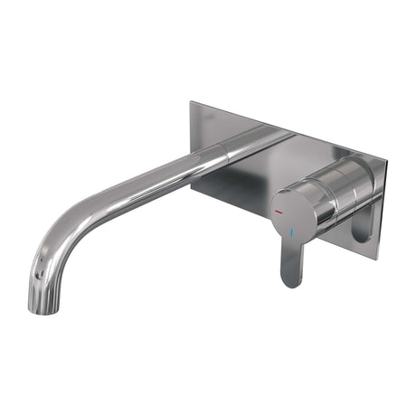 BRAUER Chrome Edition inbouw wastafelmengkraan met gebogen uitloop en afdekplaat model D1 chroom