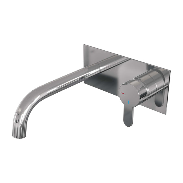 BRAUER Chrome Edition inbouw wastafelmengkraan met gebogen uitloop en afdekplaat model D1 chroom